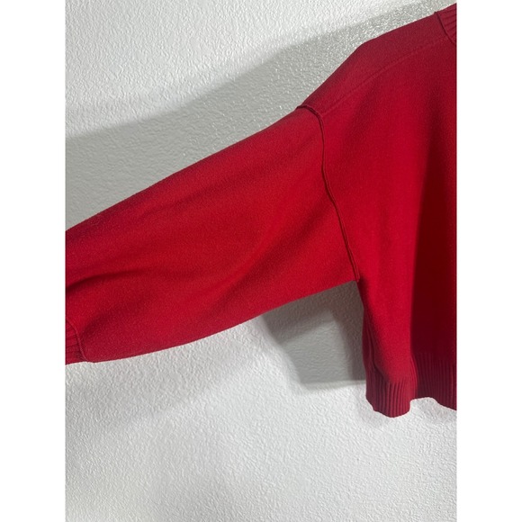 MNG Red Mock Neck Ribbed Knit Sweater Women Size M Casual Long Sleeve Cozy - Picture 2 of 5